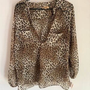 Leopard Print Sheer Blouse animal print size medium